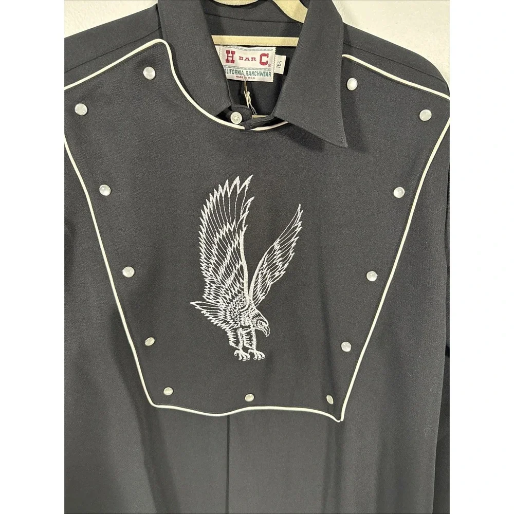 NWT H Bar C California Ranchwear Eagle‎ Bib Mens 16 1/2 Pearl Snaps L/S G2 - Picture 2 of 8